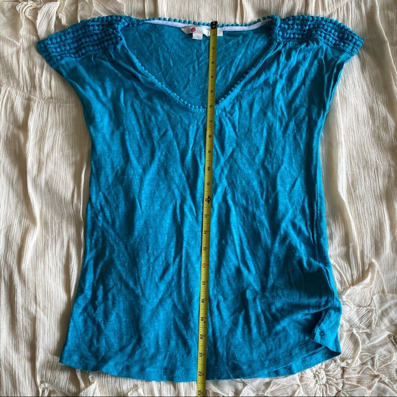 Boden 100% Linen Voop Turquoise Tee - Picture 4 of 5